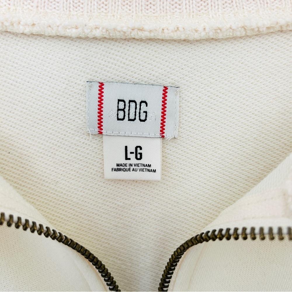 BDG Urban Outfitters Lottie Zip Sweater Top Cropped Knit Collar Ivory Size Large - Picture 4 of 12